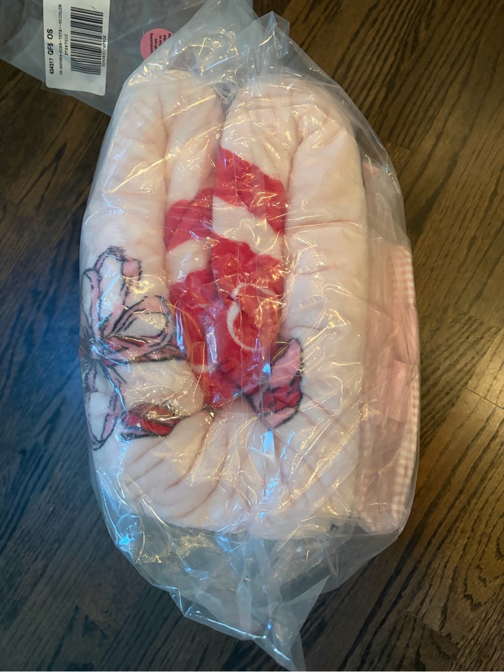 Victoria's Secret Pink Candy Cane Holiday Blanket with Pink Tote - Picture 5 of 7